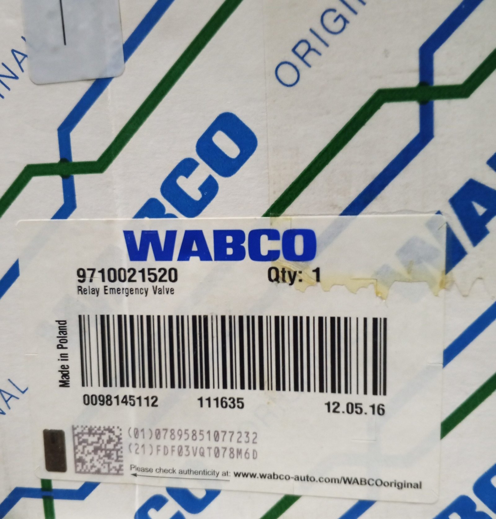 9710021520 WABCO RELAY EMERGENCY VALVE - Image 2